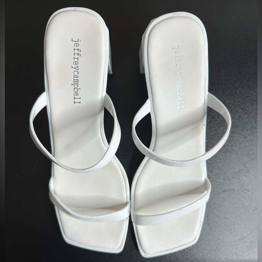 Jeffery Campbell white size 7 chunky heeled sandal.  Excellent condition.
